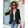 Zeagoo Women’s 2026 Summer 3/4 Sleeve Lightweight Cardigans Ruffles Coverup(A-black)