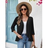 Zeagoo Women’s 2026 Summer 3/4 Sleeve Lightweight Cardigans Ruffles Coverup(A-black)