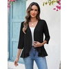 Zeagoo Women’s 2026 Summer 3/4 Sleeve Lightweight Cardigans Ruffles Coverup(A-black)