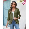 Zeagoo Women’s 2026 Summer 3/4 Sleeve Lightweight Cardigans Ruffles Coverup(Army Green)