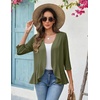 Zeagoo Women’s 2026 Summer 3/4 Sleeve Lightweight Cardigans Ruffles Coverup(Army Green)