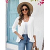 Zeagoo Women’s 2026 Summer 3/4 Sleeve Lightweight Cardigans Ruffles Coverup(A-white)