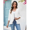 Zeagoo Women’s 2026 Summer 3/4 Sleeve Lightweight Cardigans Ruffles Coverup(A-white)