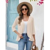 Zeagoo Women’s 2026 Summer 3/4 Sleeve Lightweight Cardigans Ruffles Coverup(Beige)