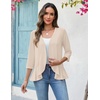 Zeagoo Women’s 2026 Summer 3/4 Sleeve Lightweight Cardigans Ruffles Coverup(Beige)