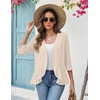 Zeagoo Women’s 2026 Summer 3/4 Sleeve Lightweight Cardigans Ruffles Coverup(Beige)