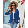 Zeagoo Women’s 2026 Summer 3/4 Sleeve Lightweight Cardigans Ruffles Coverup(Blue)
