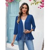 Zeagoo Women’s 2026 Summer 3/4 Sleeve Lightweight Cardigans Ruffles Coverup(Blue)