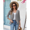 Zeagoo Women’s 2026 Summer 3/4 Sleeve Lightweight Cardigans Ruffles Coverup(Grey)