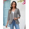 Zeagoo Women’s 2026 Summer 3/4 Sleeve Lightweight Cardigans Ruffles Coverup(Grey)