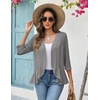 Zeagoo Women’s 2026 Summer 3/4 Sleeve Lightweight Cardigans Ruffles Coverup(Grey)