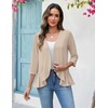 Zeagoo Women’s 2026 Summer 3/4 Sleeve Lightweight Cardigans Ruffles Coverup(Khaki)