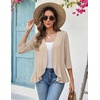 Zeagoo Women’s 2026 Summer 3/4 Sleeve Lightweight Cardigans Ruffles Coverup(Khaki)