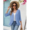 Zeagoo Women’s 2026 Summer 3/4 Sleeve Lightweight Cardigans Ruffles Coverup(Light Blue)