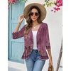 Zeagoo Women’s 2026 Summer 3/4 Sleeve Lightweight Cardigans Ruffles Coverup(Mz841)