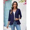 Zeagoo Women’s 2026 Summer 3/4 Sleeve Lightweight Cardigans Ruffles Coverup(Navy Blue)