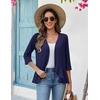 Zeagoo Women’s 2026 Summer 3/4 Sleeve Lightweight Cardigans Ruffles Coverup(Navy Blue)