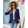 Zeagoo Women’s 2026 Summer 3/4 Sleeve Lightweight Cardigans Ruffles Coverup(Navy Blue)