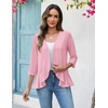 Zeagoo Women’s 2026 Summer 3/4 Sleeve Lightweight Cardigans Ruffles Coverup(Pink)