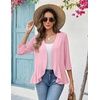 Zeagoo Women’s 2026 Summer 3/4 Sleeve Lightweight Cardigans Ruffles Coverup(Pink)