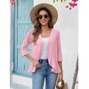 Zeagoo Women’s 2026 Summer 3/4 Sleeve Lightweight Cardigans Ruffles Coverup(Pink)