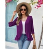 Zeagoo Women’s 2026 Summer 3/4 Sleeve Lightweight Cardigans Ruffles Coverup(Purple)