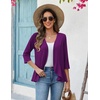 Zeagoo Women’s 2026 Summer 3/4 Sleeve Lightweight Cardigans Ruffles Coverup(Purple)