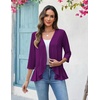 Zeagoo Women’s 2026 Summer 3/4 Sleeve Lightweight Cardigans Ruffles Coverup(Purple)