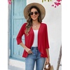 Zeagoo Women’s 2026 Summer 3/4 Sleeve Lightweight Cardigans Ruffles Coverup(Red)
