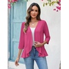 Zeagoo Women’s 2026 Summer 3/4 Sleeve Lightweight Cardigans Ruffles Coverup(Rose)