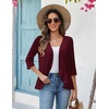 Zeagoo Women’s 2026 Summer 3/4 Sleeve Lightweight Cardigans Ruffles Coverup(Wine Red)