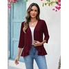 Zeagoo Women’s 2026 Summer 3/4 Sleeve Lightweight Cardigans Ruffles Coverup(Wine Red)