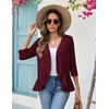Zeagoo Women’s 2026 Summer 3/4 Sleeve Lightweight Cardigans Ruffles Coverup(Wine Red)