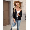 Zeagoo Womens 3/4 Sleeve Cropped Cardigan Sweater Lightweight Bolero Shrugs(Black)