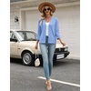 Zeagoo Womens 3/4 Sleeve Cropped Cardigan Sweater Lightweight Bolero Shrugs(Blue)