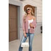 Zeagoo Womens 3/4 Sleeve Cropped Cardigan Sweater Lightweight Bolero Shrugs(Dusty Pink)