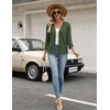 Zeagoo Womens 3/4 Sleeve Cropped Cardigan Sweater Lightweight Bolero Shrugs(Green)