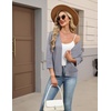 Zeagoo Womens 3/4 Sleeve Cropped Cardigan Sweater Lightweight Bolero Shrugs(Grey)