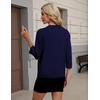 Zeagoo Womens 3/4 Sleeve Cropped Cardigan Sweater Lightweight Bolero Shrugs(Navy Blue)
