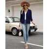 Zeagoo Womens 3/4 Sleeve Cropped Cardigan Sweater Lightweight Bolero Shrugs(Navy Blue)