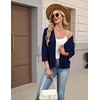 Zeagoo Womens 3/4 Sleeve Cropped Cardigan Sweater Lightweight Bolero Shrugs(Navy Blue)