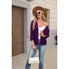 Zeagoo Womens 3/4 Sleeve Cropped Cardigan Sweater Lightweight Bolero Shrugs(Purple)