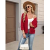 Zeagoo Womens 3/4 Sleeve Cropped Cardigan Sweater Lightweight Bolero Shrugs(Red)