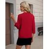 Zeagoo Womens 3/4 Sleeve Cropped Cardigan Sweater Lightweight Bolero Shrugs(Red)