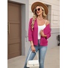 Zeagoo Womens 3/4 Sleeve Cropped Cardigan Sweater Lightweight Bolero Shrugs(Rose Red)