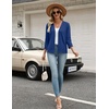 Zeagoo Womens 3/4 Sleeve Cropped Cardigan Sweater Lightweight Bolero Shrugs(Royal Blue)