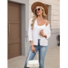 Zeagoo Womens 3/4 Sleeve Cropped Cardigan Sweater Lightweight Bolero Shrugs(White)