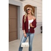 Zeagoo Womens 3/4 Sleeve Cropped Cardigan Sweater Lightweight Bolero Shrugs(Wine Red)