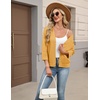 Zeagoo Womens 3/4 Sleeve Cropped Cardigan Sweater Lightweight Bolero Shrugs(Yellow)