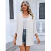 Zeagoo Women’s 3/4 Sleeve Lightweight Cardigan Casual Open Front Cardigans(A-white)